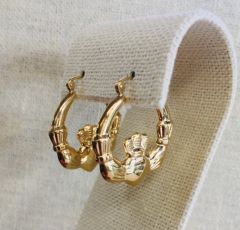 14k Gold Large Claddagh Hoop